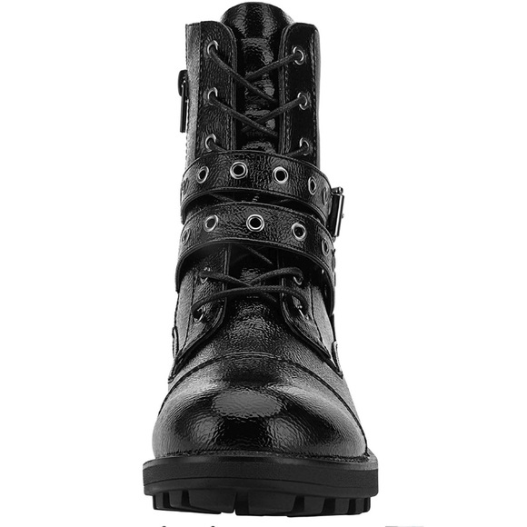 Combat Boots Low Heel Booties Lace Up - Picture 7 of 8